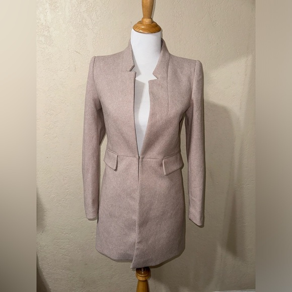 Zara Pink lapel Frock Coat Size S - Picture 7 of 12